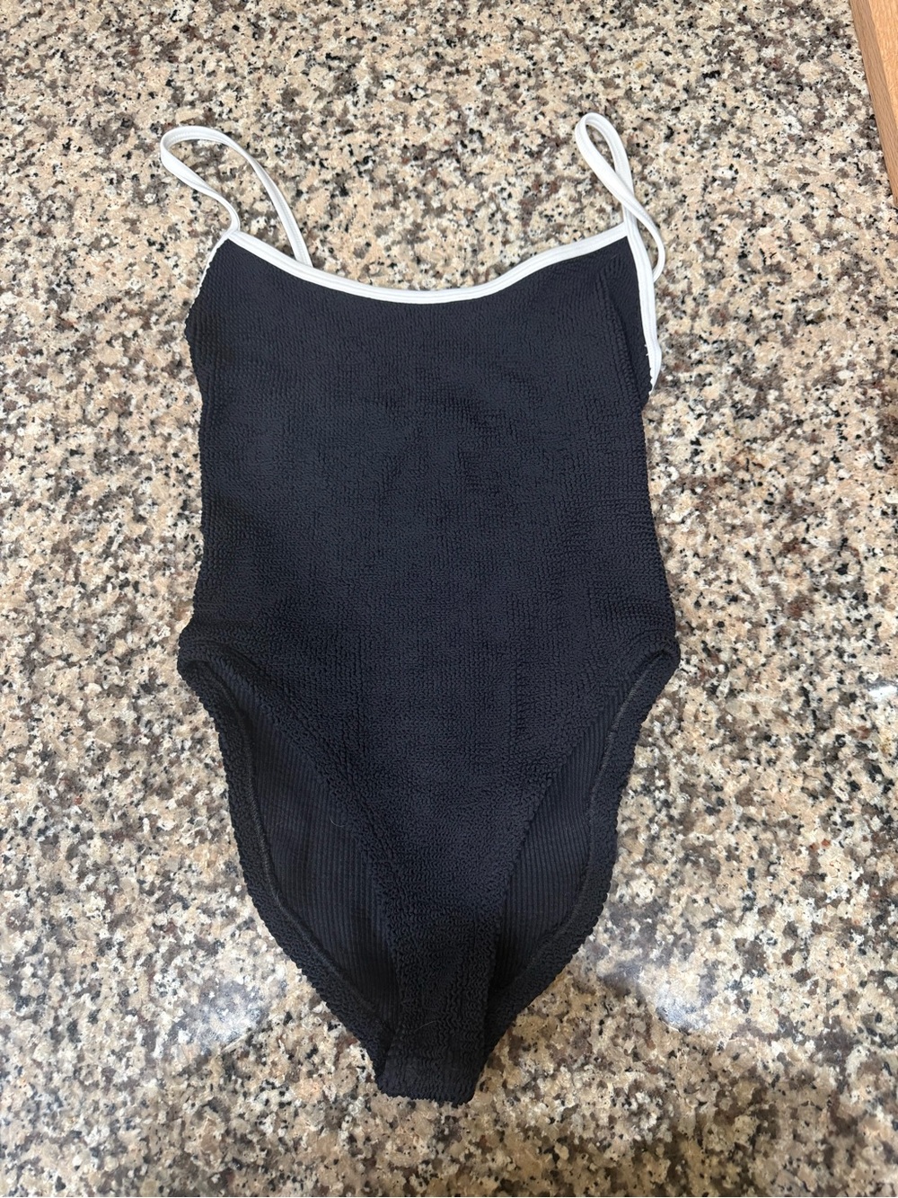 Hunza G Black One-Piece Swimsuit with White Trim